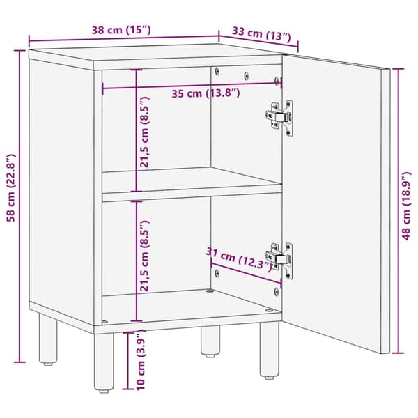 vidaXL Baderomsskap 38x33,5x58 cm Solid Akasietre