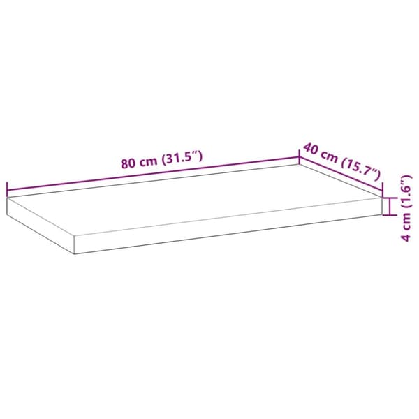 vidaXL bordplade til toiletbord 80x40x4 cm ubehandlet massivt akacie