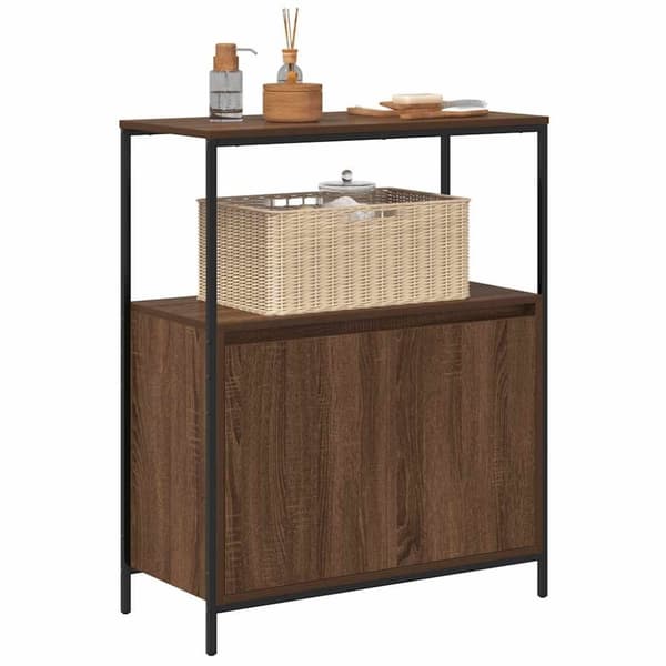 vidaXL badeværelsesskab med hylder 76,5x35x95 cm brun egetræsfarve