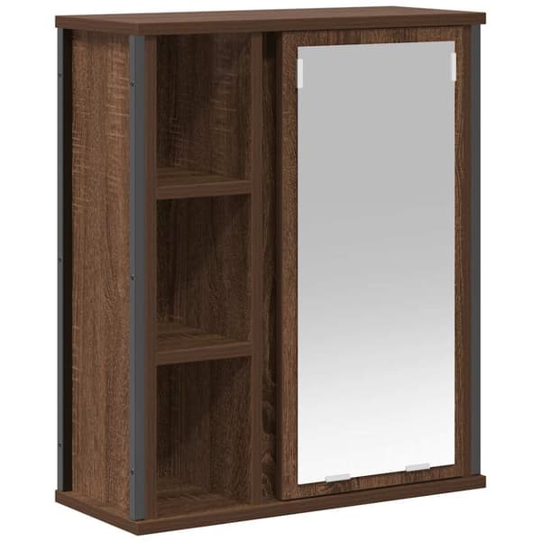 vidaXL Baderoms veggskap med speil brun eik 50x21x60 cm