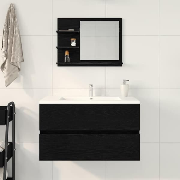 vidaXL Baderomsspeil svart eik 60x10,5x45 cm konstruert tre