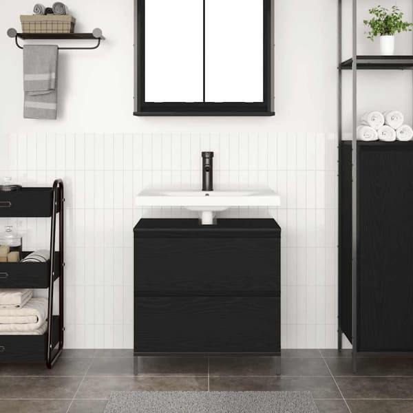 vidaXL Kylpyhuoneen allaskaappi laatikoilla musta tammi 60x34,5x60 cm
