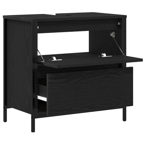 vidaXL Kylpyhuoneen allaskaappi laatikoilla musta tammi 60x34,5x60 cm