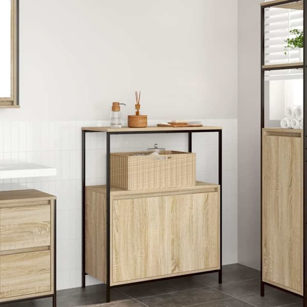 vidaXL badeværelsesskab med hylder 76,5x35x95 cm sonoma-eg