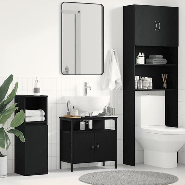vidaXL Servantskap svart eik 60x30x60 cm konstruert tre