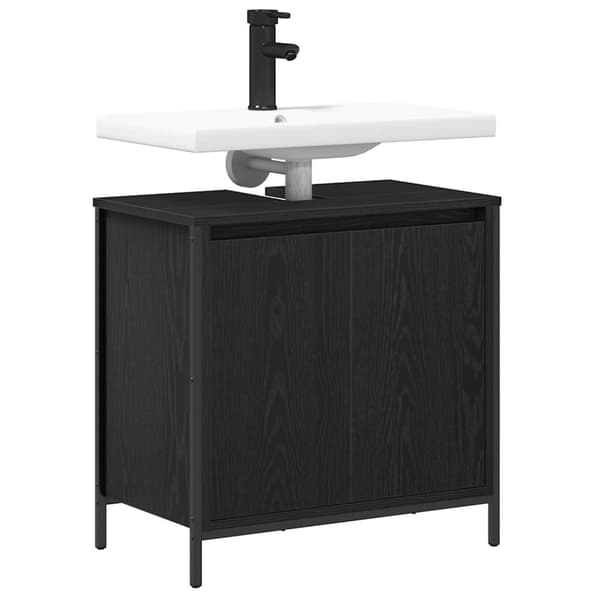 vidaXL Tvättställsskåp för badrum svart 60x34,5x60 cm