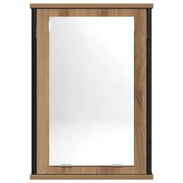 vidaXL Baderomshylle med speil artisan eik 42x12x60 cm konstruert tre