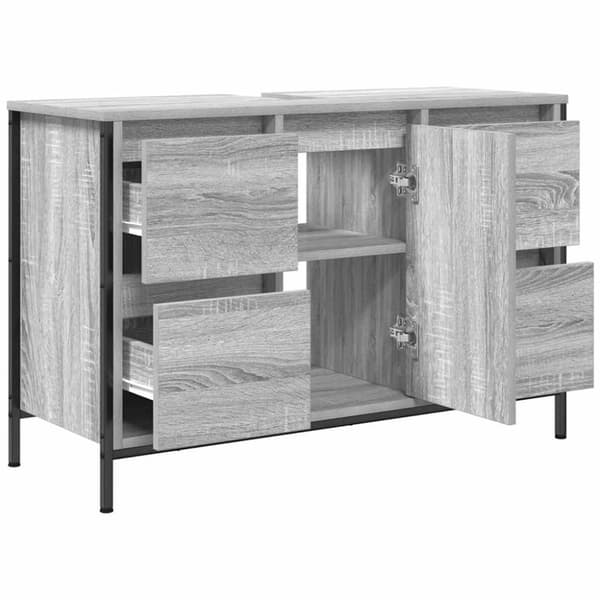 vidaXL håndvaskskab med skuffer 90x34,5x60 cm grå sonoma-eg