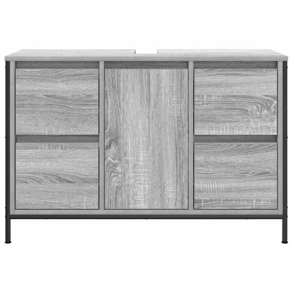 vidaXL håndvaskskab med skuffer 90x34,5x60 cm grå sonoma-eg