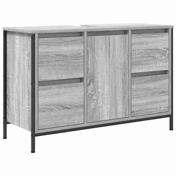vidaXL håndvaskskab med skuffer 90x34,5x60 cm grå sonoma-eg