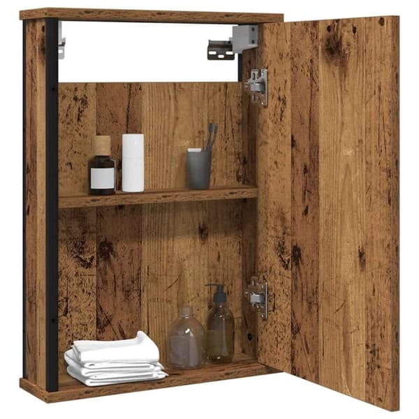 vidaXL Kylpyhuoneen peilikaappi vanha puu 42x12x60 cm tekninen puu
