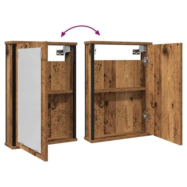 vidaXL Kylpyhuoneen peilikaappi vanha puu 42x12x60 cm tekninen puu