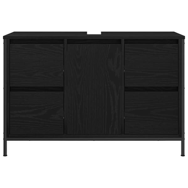 vidaXL Servantskap med skuffer svart eik 90x34,5x60 cm