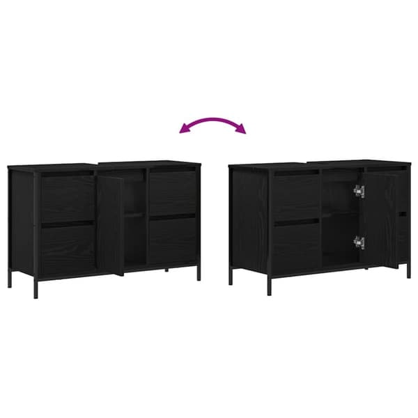 vidaXL Servantskap med skuffer svart eik 90x34,5x60 cm