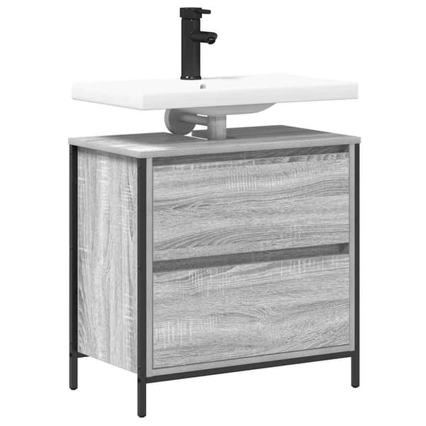 vidaXL Kylpyhuoneen allaskaappi laatikoilla harmaa sonoma 60x34,5x60cm