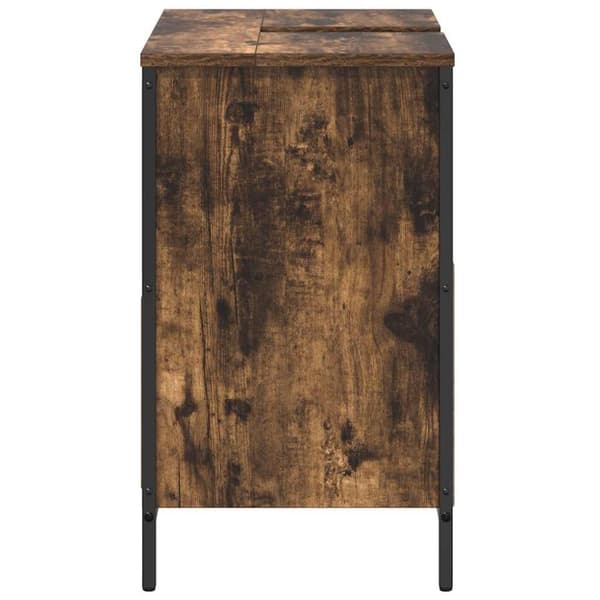 vidaXL håndvaskskab med skuffer 60x34,5x60 cm røget egetræsfarve