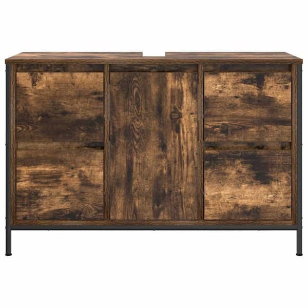 vidaXL Tvättställsskåp med lådor rökfärgad ek 90x34,5x60 cm