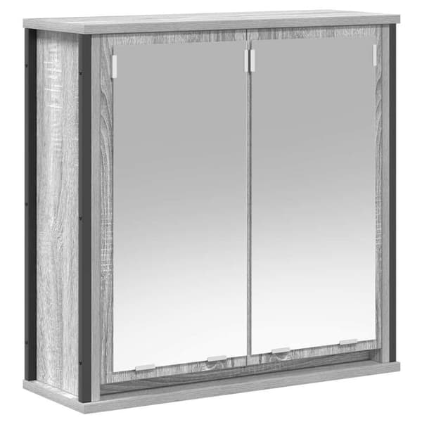 vidaXL kylpyhuoneen seinäkaappi peiliharmaa sonoma 60x21x60 cm