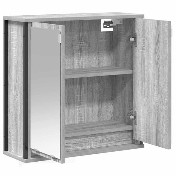 vidaXL kylpyhuoneen seinäkaappi peiliharmaa sonoma 60x21x60 cm