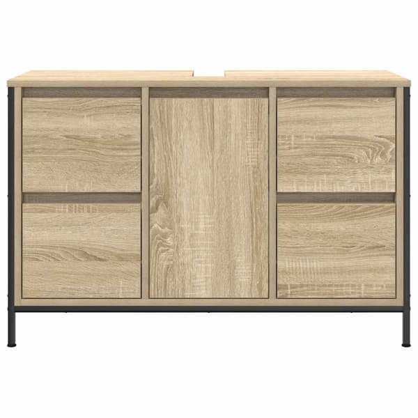 vidaXL håndvaskskab med skuffer 90x34,5x60 cm sonoma-eg