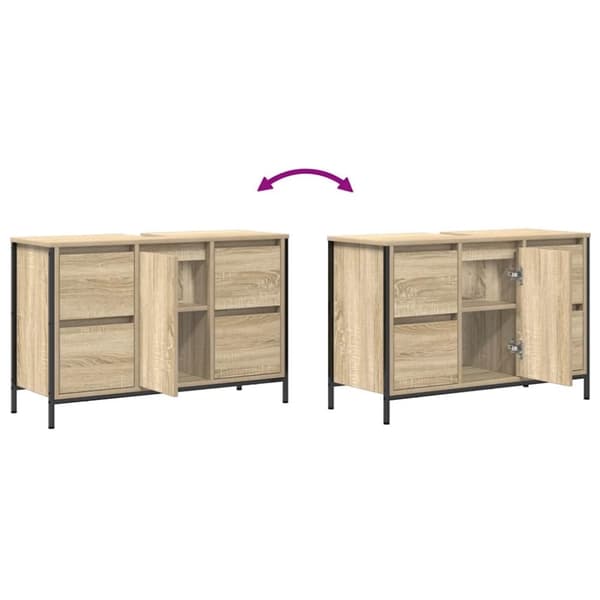 vidaXL håndvaskskab med skuffer 90x34,5x60 cm sonoma-eg