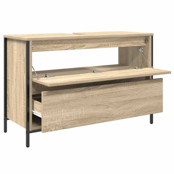 vidaXL håndvaskskab med skuffer 90x34,5x60 cm sonoma-eg