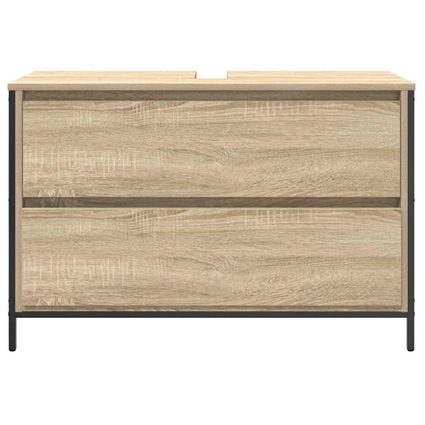 vidaXL håndvaskskab med skuffer 90x34,5x60 cm sonoma-eg
