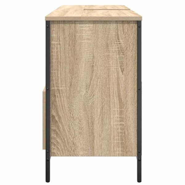 vidaXL håndvaskskab med skuffer 90x34,5x60 cm sonoma-eg