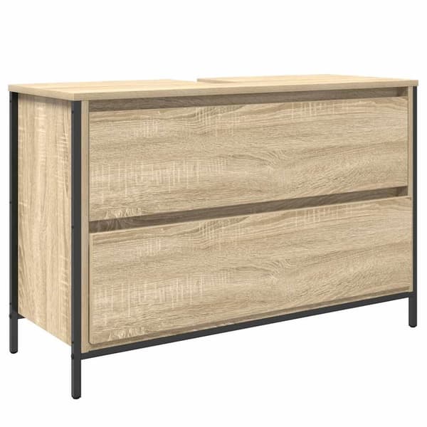 vidaXL håndvaskskab med skuffer 90x34,5x60 cm sonoma-eg