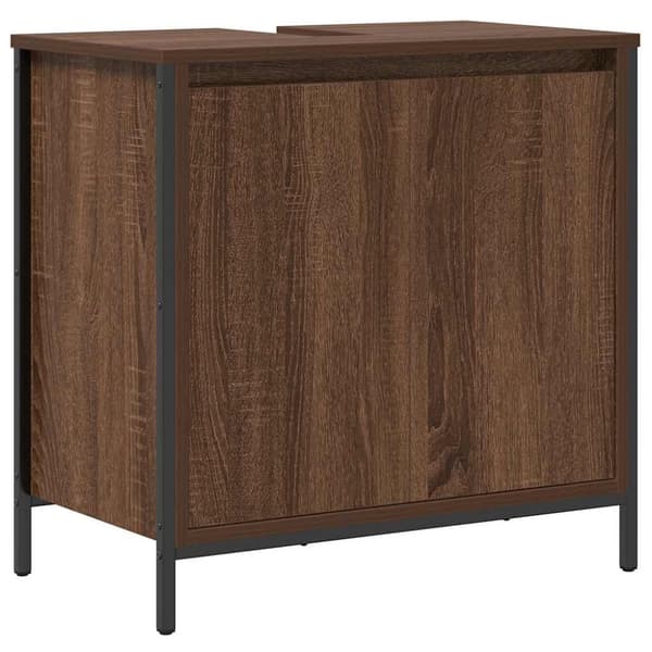 vidaXL Tvättställsskåp för badrum brun ek 60x34,5x60 cm