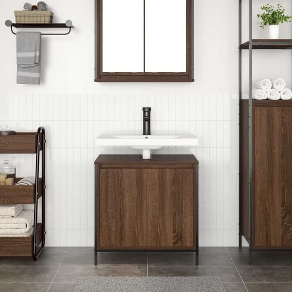 vidaXL Tvättställsskåp för badrum brun ek 60x34,5x60 cm