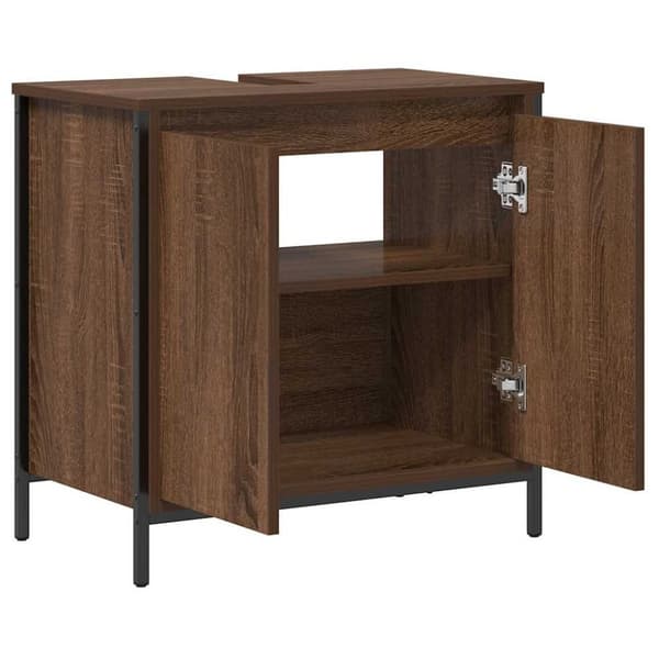 vidaXL Tvättställsskåp för badrum brun ek 60x34,5x60 cm