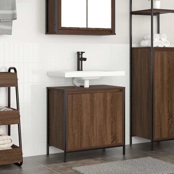 vidaXL Tvättställsskåp för badrum brun ek 60x34,5x60 cm