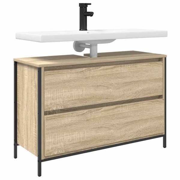 vidaXL Baderomsservantskap med skuffer sonoma eik 90x34,5x60 cm