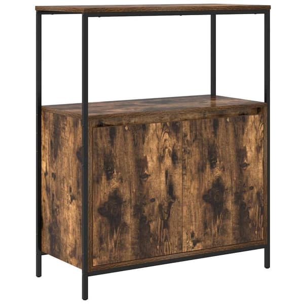 vidaXL badeværelsesskab med hylder 76,5x35x95 cm røget egetræsfarve