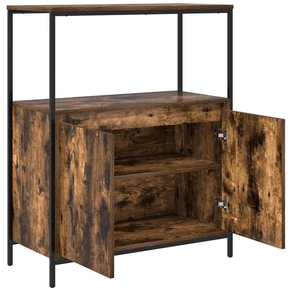 vidaXL Badrumsskåp med hyllor rökfärgad ek 76,5x35x95 cm