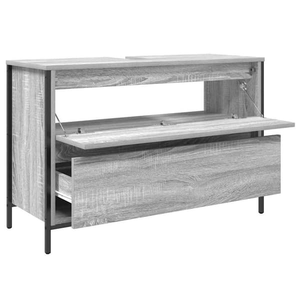 vidaXL håndvaskskab med skuffer 90x34,5x60 cm grå sonoma-eg