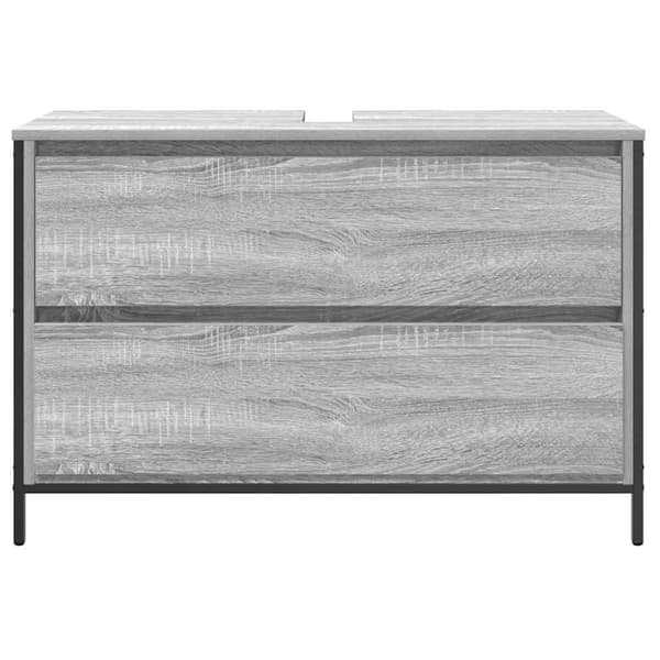 vidaXL håndvaskskab med skuffer 90x34,5x60 cm grå sonoma-eg
