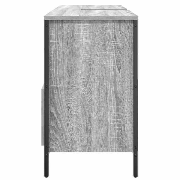 vidaXL håndvaskskab med skuffer 90x34,5x60 cm grå sonoma-eg