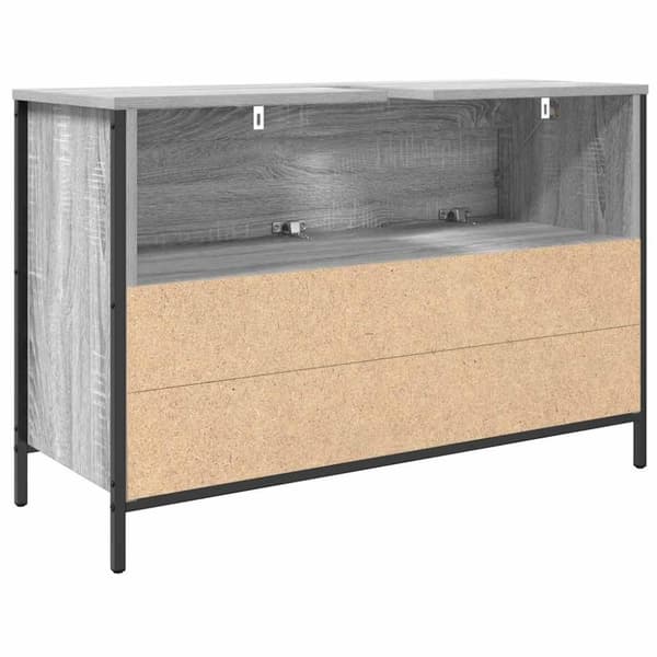 vidaXL håndvaskskab med skuffer 90x34,5x60 cm grå sonoma-eg