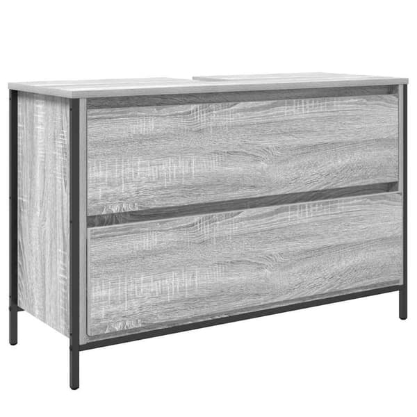 vidaXL håndvaskskab med skuffer 90x34,5x60 cm grå sonoma-eg