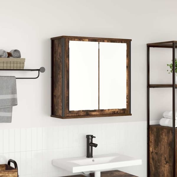 vidaXL kylpyhuoneen seinäkaappi peilillä savustammi 60x21x60 cm