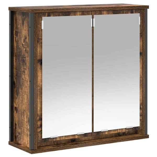 vidaXL kylpyhuoneen seinäkaappi peilillä savustammi 60x21x60 cm