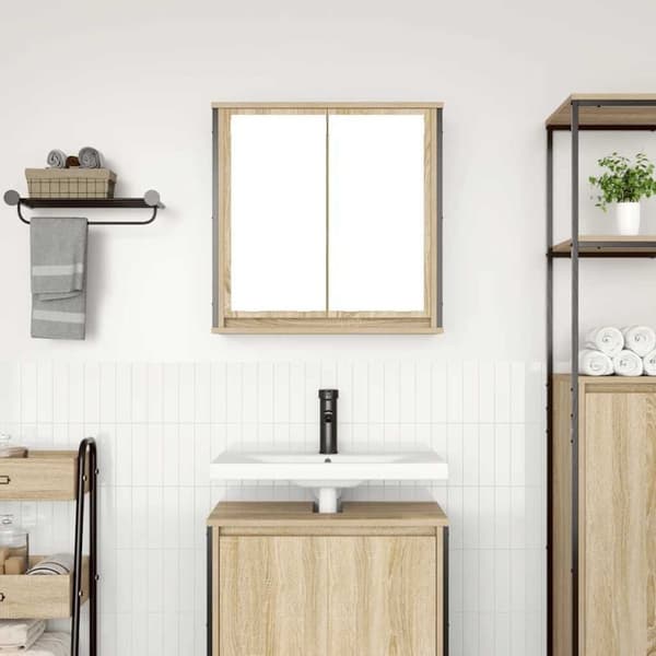 vidaXL vægskab til badeværelse med spejl 60x21x60 cm sonoma-eg