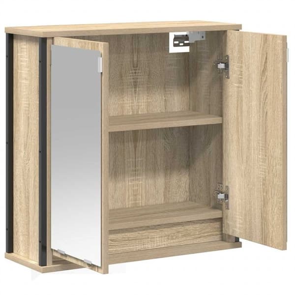 vidaXL vægskab til badeværelse med spejl 60x21x60 cm sonoma-eg