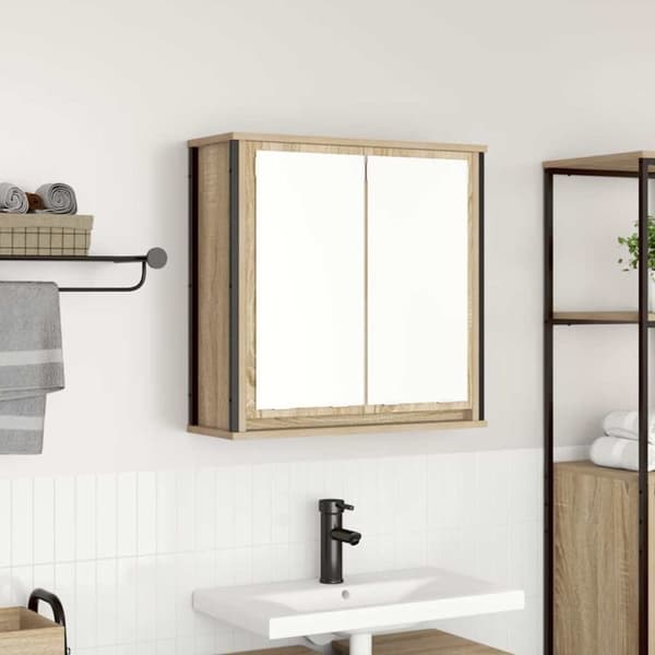 vidaXL vægskab til badeværelse med spejl 60x21x60 cm sonoma-eg