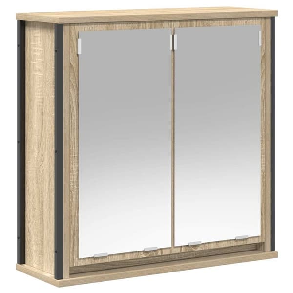 vidaXL Baderoms veggskap med speil sonoma eik 60x21x60 cm