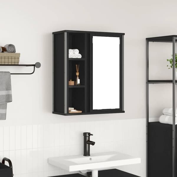 vidaXL vægskab til badeværelse med spejl 50x21x60 cm sort egetræsfarve