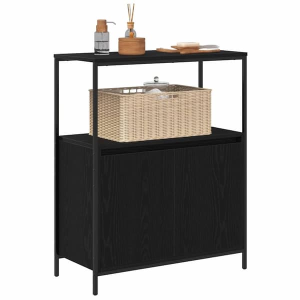 vidaXL Kylpyhuonekaappi hyllyillä musta tammi 76,5x35x95 cm
