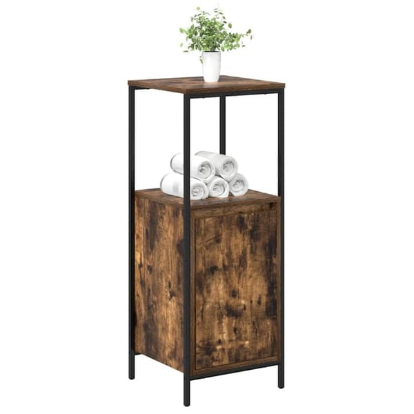 vidaXL badeværelsesskab med hylder 36x35x95 cm røget egetræsfarve